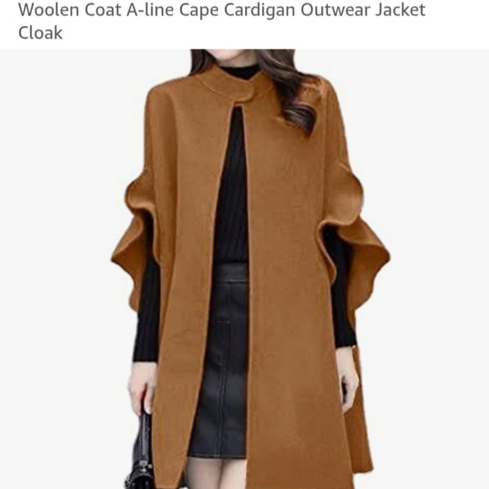 Women's Brown Woolen Cape Cardigan